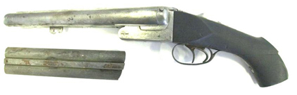 Fusil FAUL calibre 10, tel que retrouvé dans les eaux du canal à Ronquières
